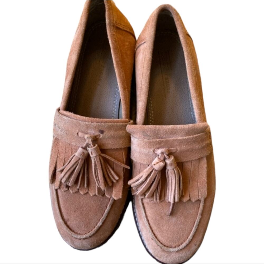 Asos Brownish Rust Peach Suede Leather Tassel Loafers US size 6